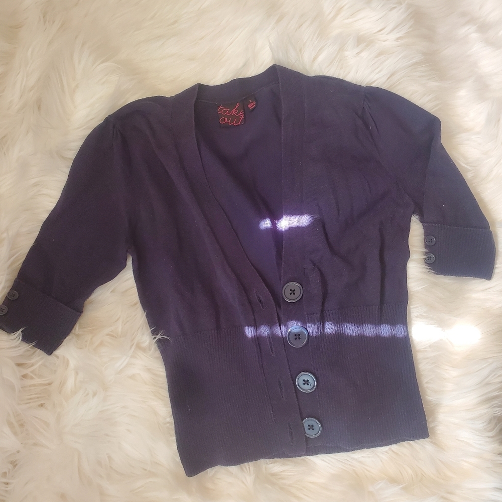 Navy Blue Mid Length Sleeve Cardigan